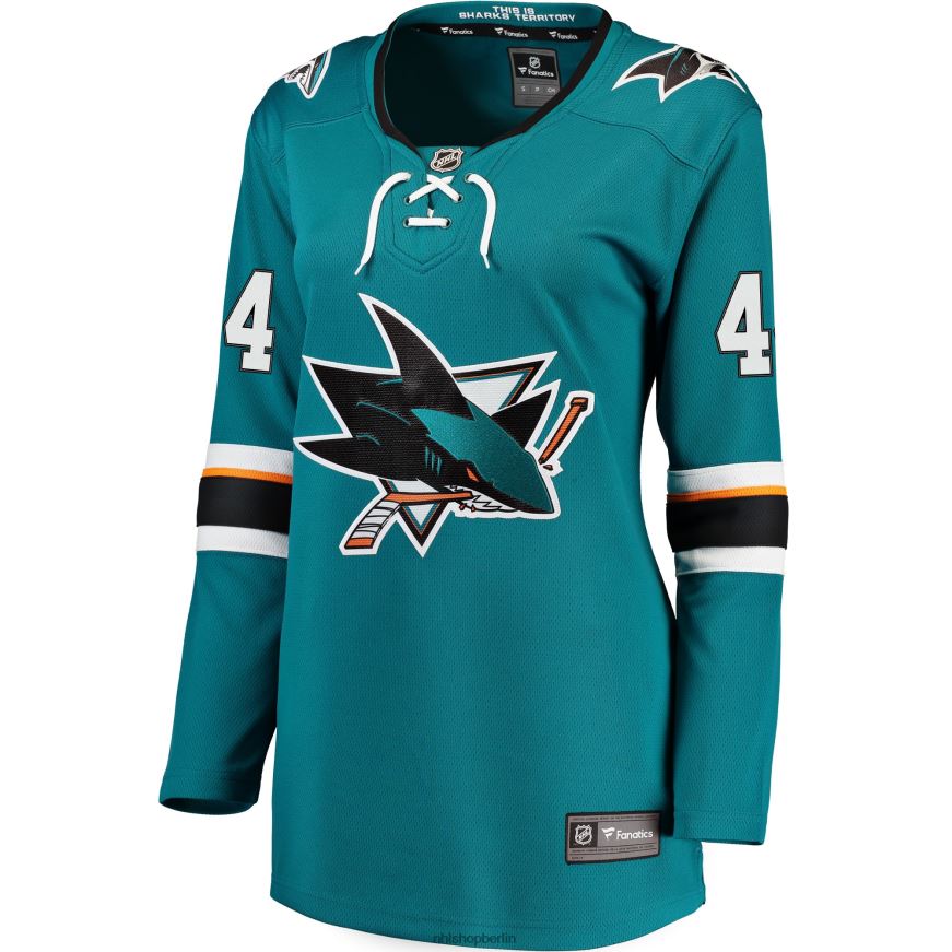 Frauen NHL Blaugrünes Breakaway-Trikot der San Jose Sharks mit Marc-Edouard-Vlasic-Fanatiker-Logo Kleidung BF680T2096