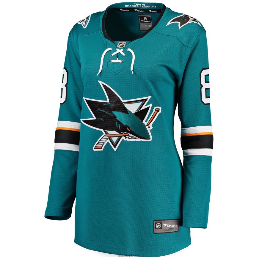 Frauen NHL Blaugrünes Home-Breakaway-Spielertrikot der San Jose Sharks mit Brent Burns Fanatics-Logo Kleidung BF680T962