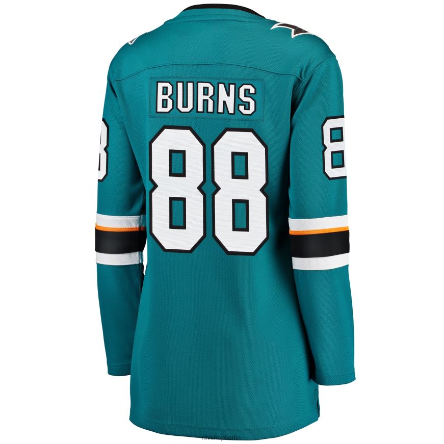 Frauen NHL Blaugrünes Home-Breakaway-Spielertrikot der San Jose Sharks mit Brent Burns Fanatics-Logo Kleidung BF680T962