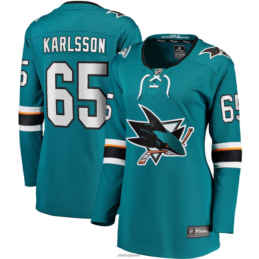 Frauen NHL Blaugrünes Premier-Breakaway-Heimtrikot der San Jose Sharks mit Fanatics-Logo von Erik Karlsson Kleidung BF680T657