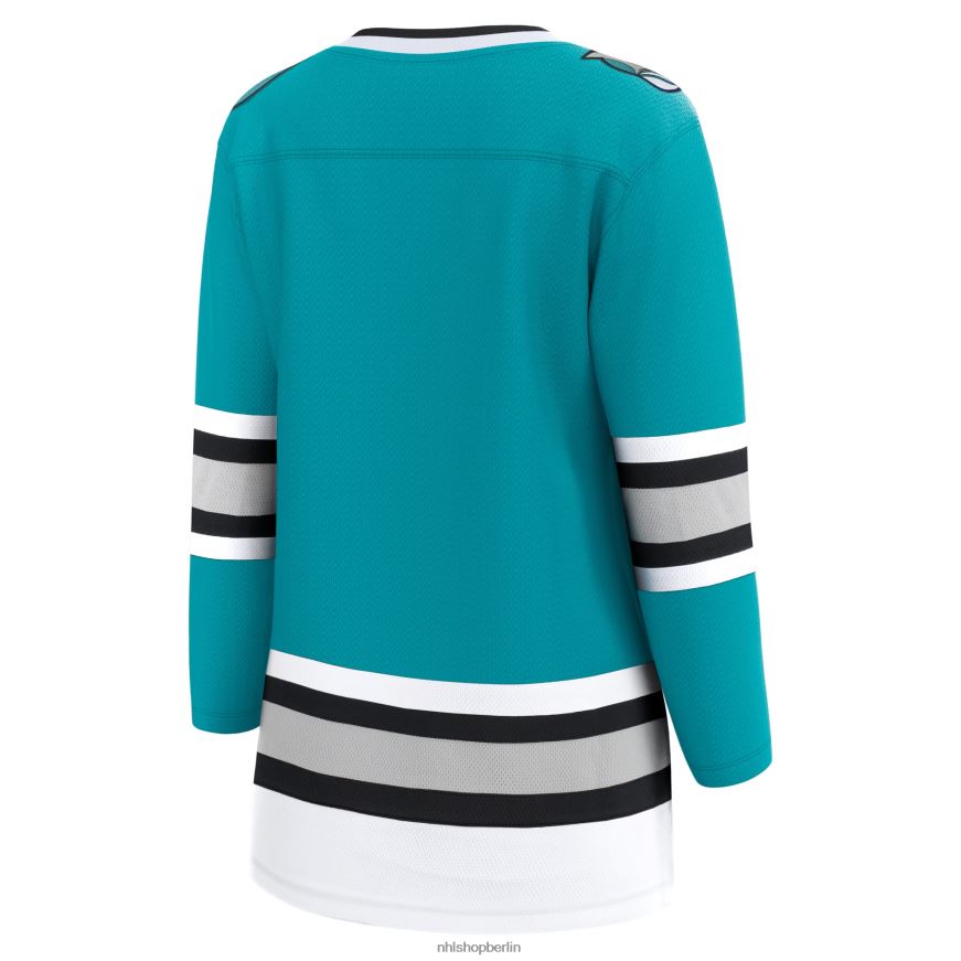 Frauen NHL Blaugrünes Premier-Breakaway-Team-Trikot der San Jose Sharks Fanatics zum 30-jährigen Jubiläum Kleidung BF680T667