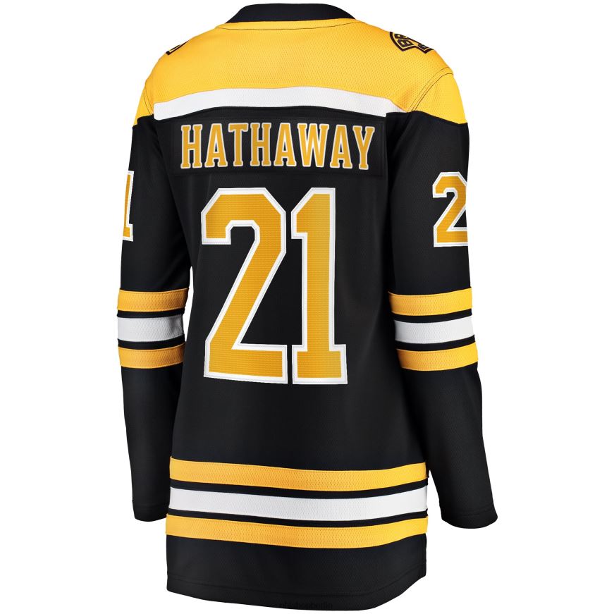 Frauen NHL Boston Bruins Garnet Hathaway Fanatics-gebrandetes schwarzes Breakaway-Heimtrikot Kleidung BF680T1582