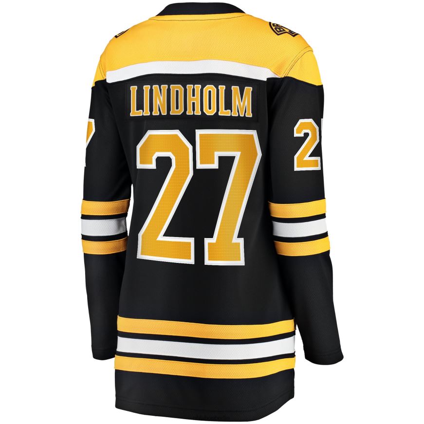 Frauen NHL Boston Bruins Hampus Lindholm Fanatics-gebrandetes schwarzes Heim-Ausreißer-Spielertrikot Kleidung BF680T1957