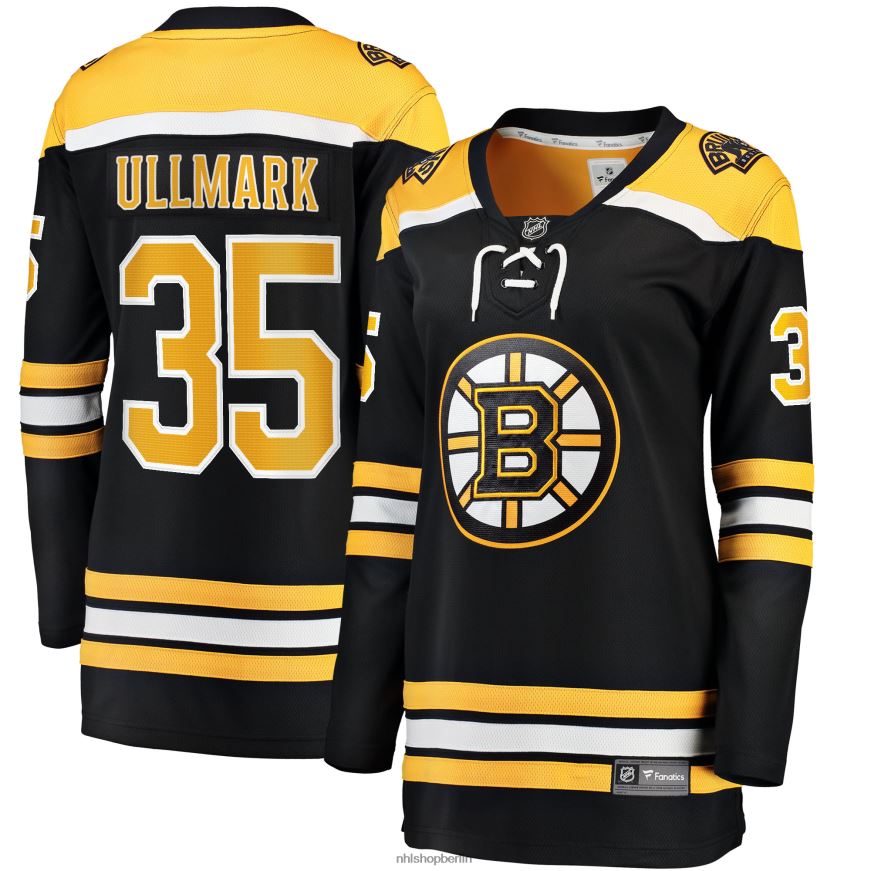 Frauen NHL Boston Bruins Linus Ullmark Fanatics-gebrandetes schwarzes Home-Breakaway-Spielertrikot Kleidung BF680T219