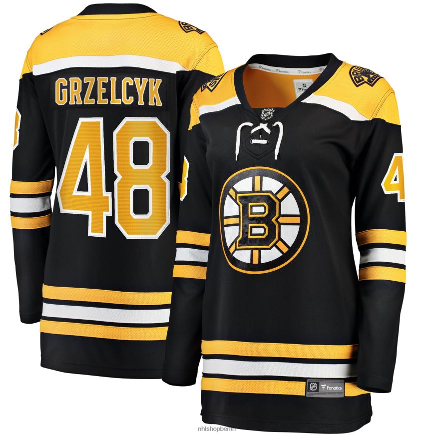 Frauen NHL Boston Bruins Matt Grzelcyk Fanatics-gebrandetes schwarzes Home-Breakaway-Spielertrikot Kleidung BF680T1536