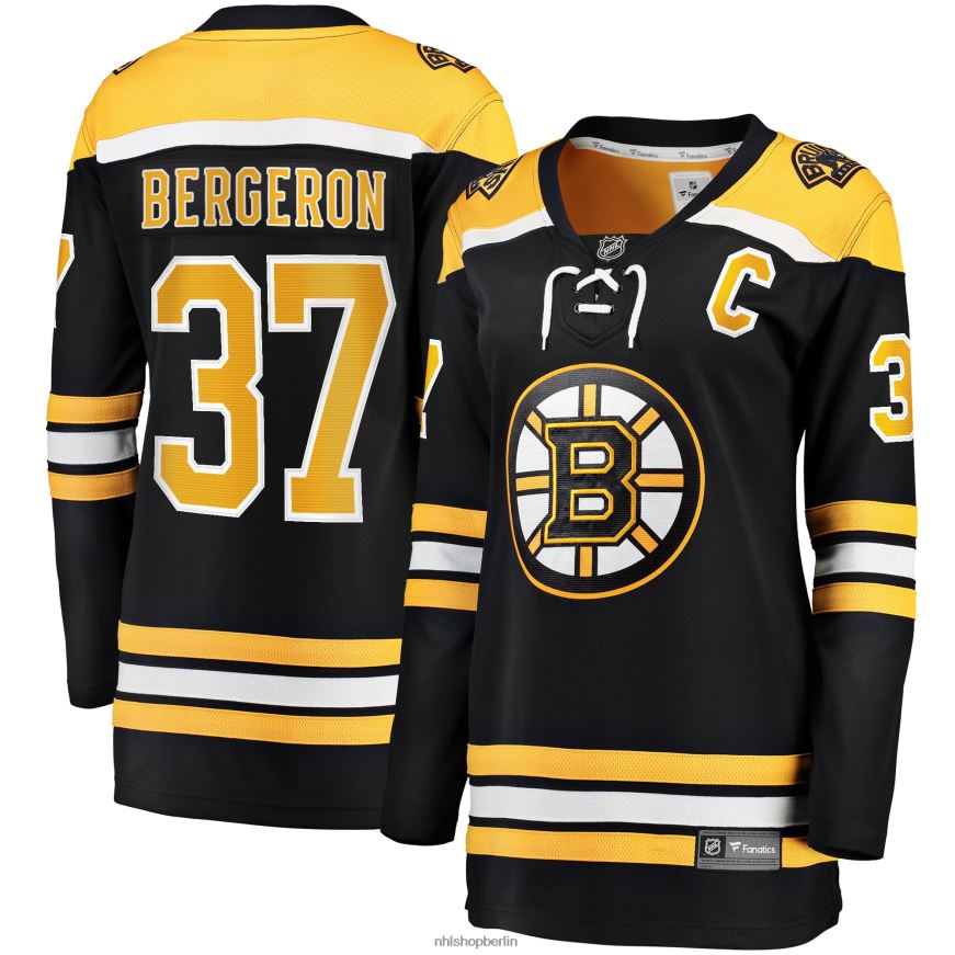 Frauen NHL Boston Bruins Patrice Bergeron Fanatics-Heimtrikot mit Captain-Patch in Schwarz Kleidung BF680T169