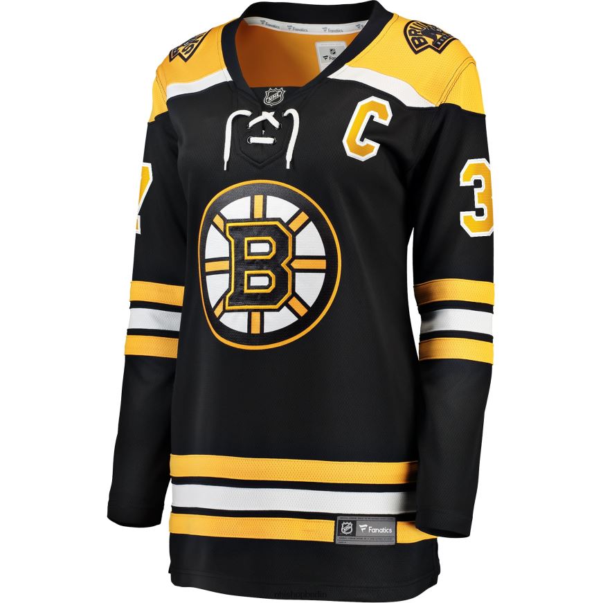 Frauen NHL Boston Bruins Patrice Bergeron Fanatics-Heimtrikot mit Captain-Patch in Schwarz Kleidung BF680T169