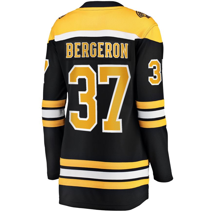 Frauen NHL Boston Bruins Patrice Bergeron Fanatics-Heimtrikot mit Captain-Patch in Schwarz Kleidung BF680T169