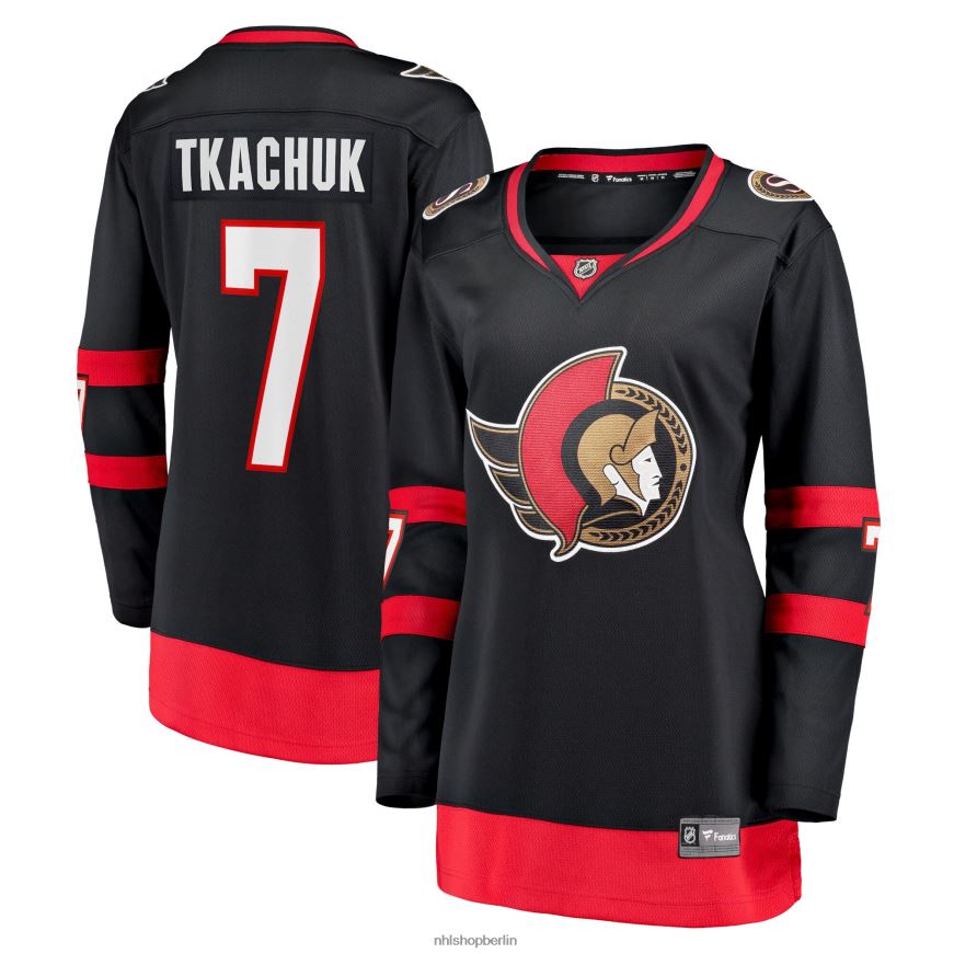 Frauen NHL Brady Tkachuk Fanatics-Heimtrikot der Ottawa Senators Premier Breakaway-Spieler schwarz 2020/21 Kleidung BF680T1599