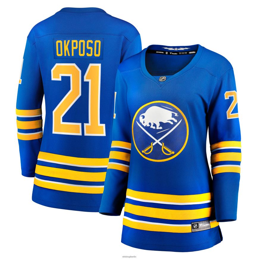 Frauen NHL Buffalo Sabres Kyle Okposo Royal Home Breakaway-Trikot mit Fanatics-Logo Kleidung BF680T1909