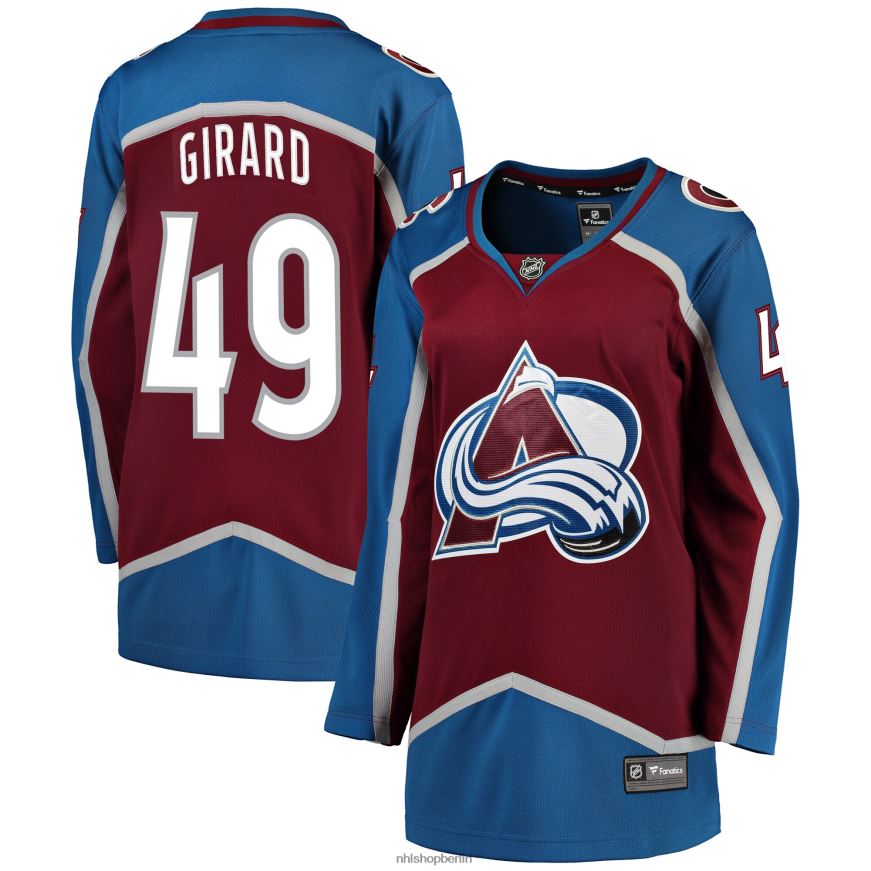 Frauen NHL Burgunderfarbenes Breakaway-Spielertrikot mit Fanatics-Logo von Colorado Avalanche Samuel Girard Kleidung BF680T1592