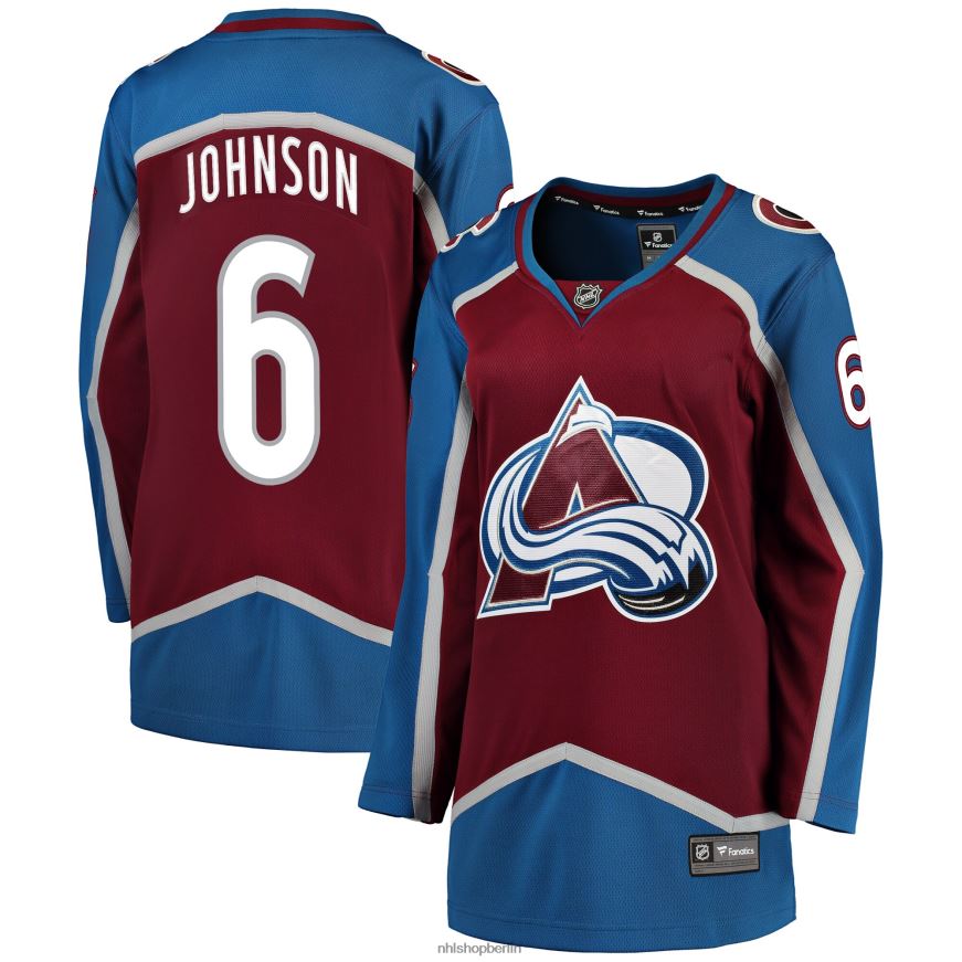 Frauen NHL Burgunderrotes Breakaway-Spielertrikot mit Fanatics-Logo von Colorado Avalanche Erik Johnson Kleidung BF680T1690