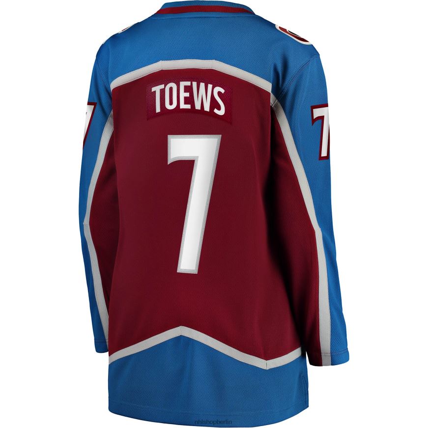 Frauen NHL Burgundiges Breakaway-Heimtrikot der Colorado Avalanche Devon Toews mit Fanatics-Logo Kleidung BF680T1240