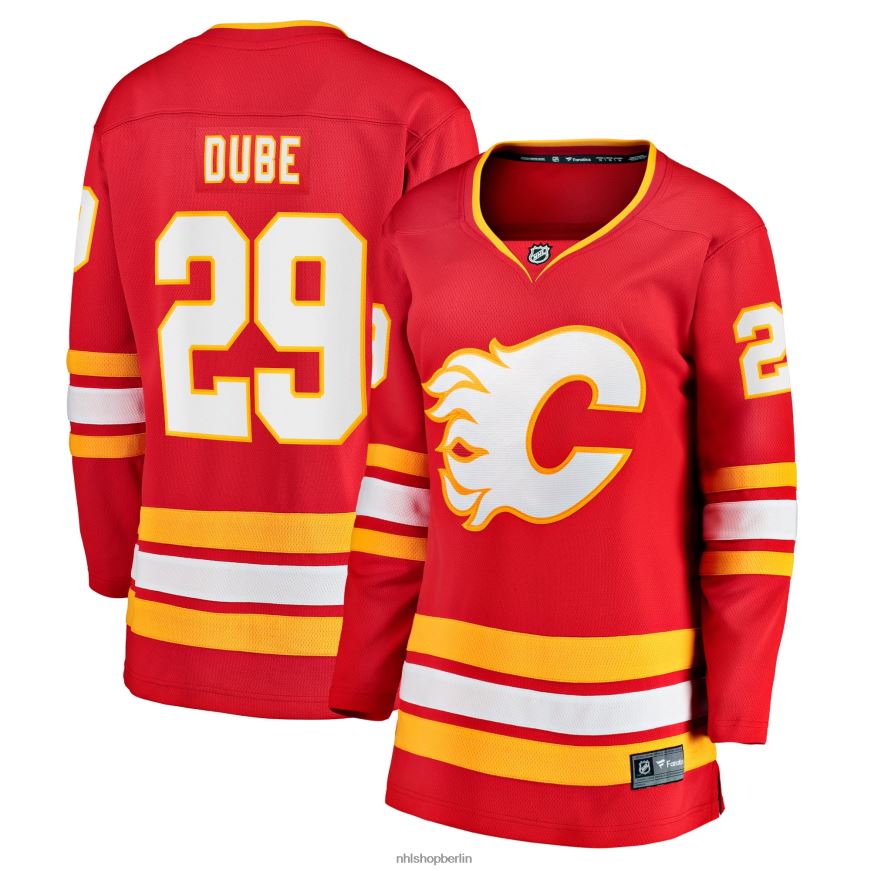 Frauen NHL Calgary Flames Dillon Dube Fanatics-gebrandetes rotes Heim-Ausreißertrikot Kleidung BF680T1787