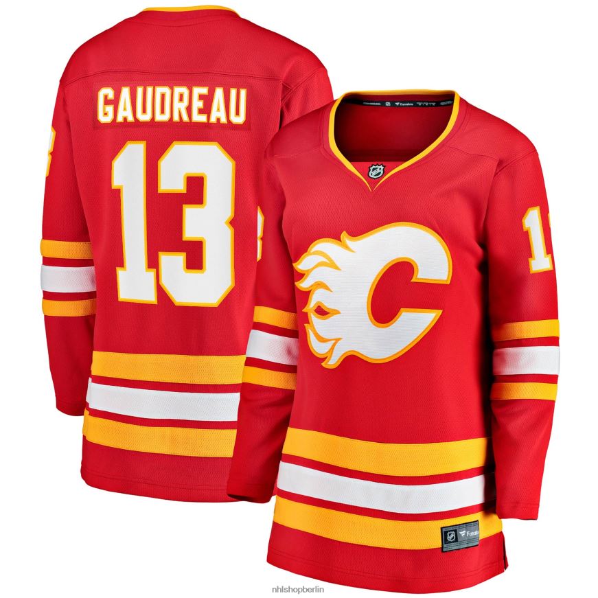 Frauen NHL Calgary Flames Johnny Gaudreau Fanatics-gebrandetes rotes 2020/21 Home Premier Breakaway-Spielertrikot Kleidung BF680T1434