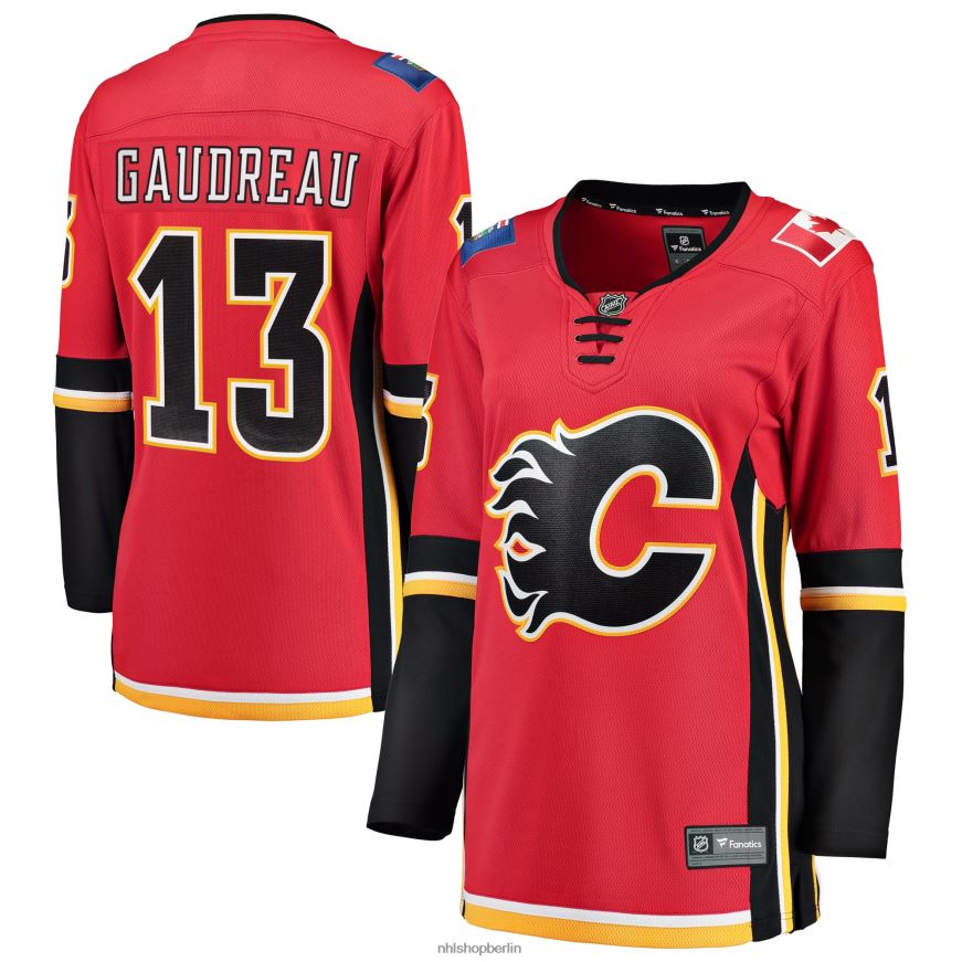 Frauen NHL Calgary Flames Johnny Gaudreau Fanatics-gebrandetes rotes Heim-Ausreißer-Spielertrikot Kleidung BF680T2345