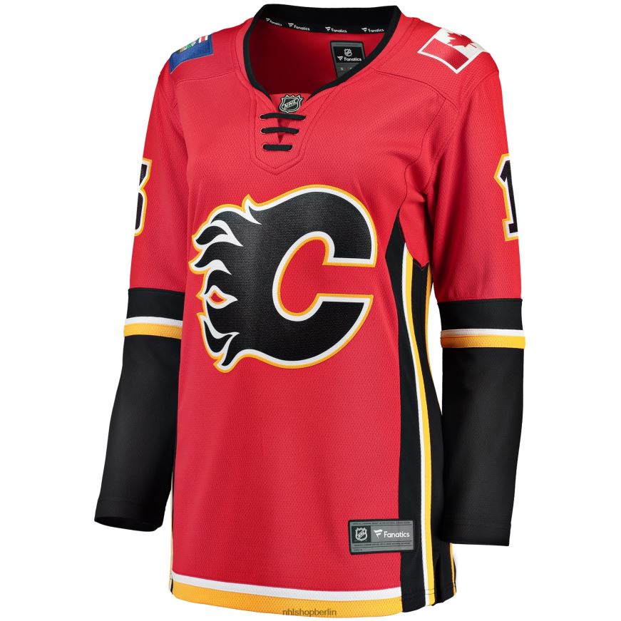 Frauen NHL Calgary Flames Johnny Gaudreau Fanatics-gebrandetes rotes Heim-Ausreißer-Spielertrikot Kleidung BF680T2345