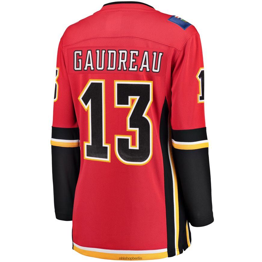 Frauen NHL Calgary Flames Johnny Gaudreau Fanatics-gebrandetes rotes Heim-Ausreißer-Spielertrikot Kleidung BF680T2345