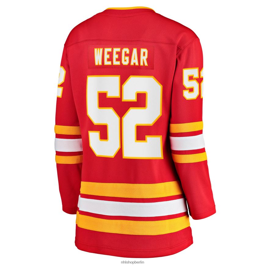 Frauen NHL Calgary Flames Mackenzie Weegar Fanatics-gebrandetes rotes Heim-Ausreißer-Spielertrikot Kleidung BF680T2108