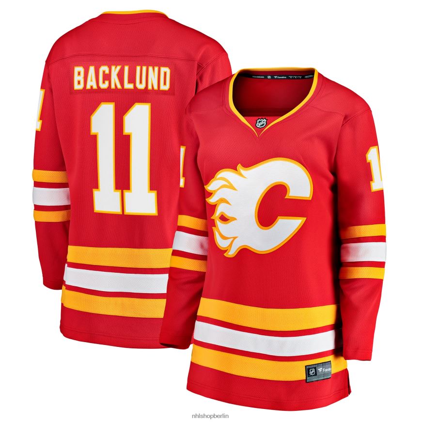 Frauen NHL Calgary Flames Mikael Backlund Fanatics-gebrandetes rotes Heimmannschafts-Ausreißertrikot Kleidung BF680T2111