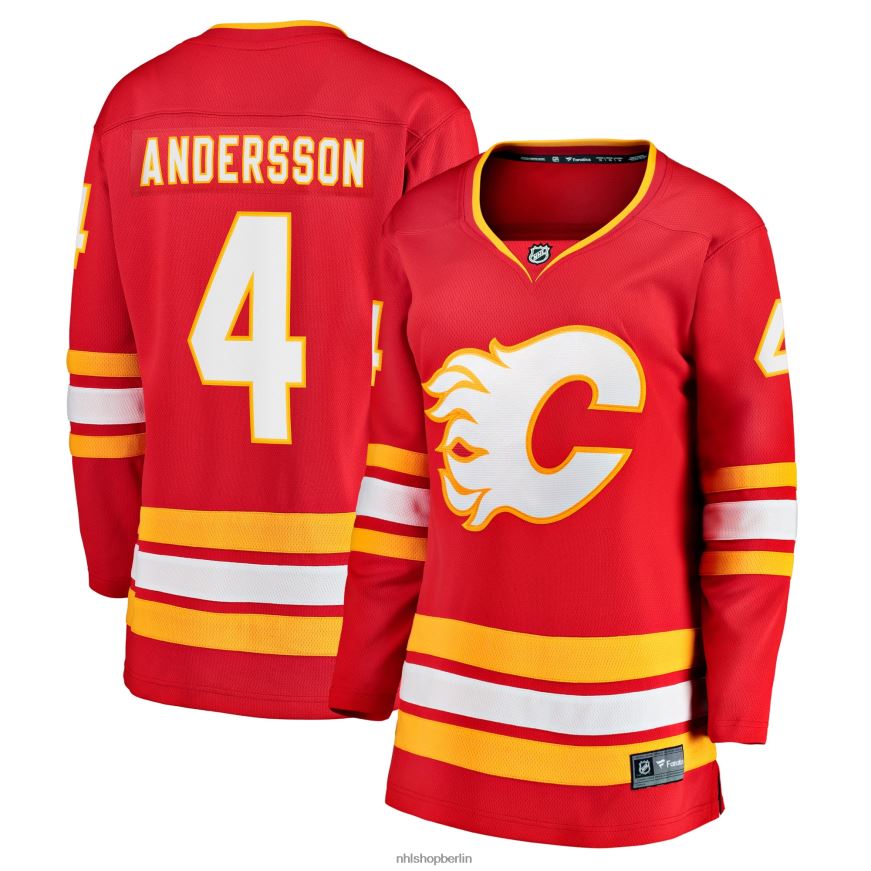 Frauen NHL Calgary Flames Rasmus Andersson Fanatics-gebrandetes rotes Heimmannschafts-Abtrünnigen-Spielertrikot Kleidung BF680T1490