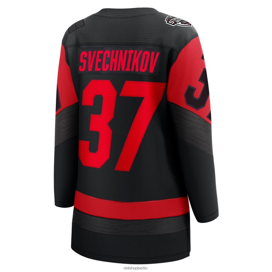 Frauen NHL Carolina Hurricanes Andrei Svechnikov Fanatics gebrandetes schwarzes 2023 Stadium Series Breakaway-Spielertrikot Kleidung BF680T894