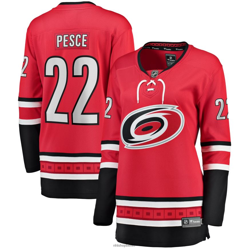 Frauen NHL Carolina Hurricanes Brett Pesce Fanatics-gebrandetes rotes Home-Breakaway-Spielertrikot Kleidung BF680T1780