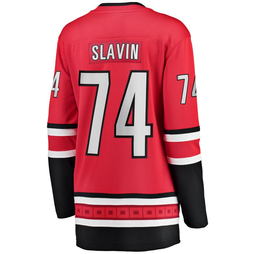 Frauen NHL Carolina Hurricanes Jacob Slavin Fanatics-gebrandetes rotes Home-Breakaway-Spielertrikot Kleidung BF680T1476