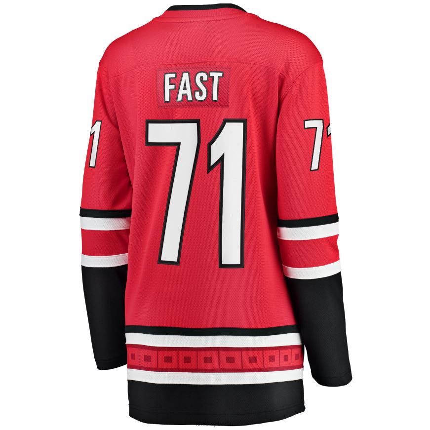 Frauen NHL Carolina Hurricanes Jesper Fast Fanatics-gebrandetes rotes Breakaway-Heimtrikot Kleidung BF680T2221