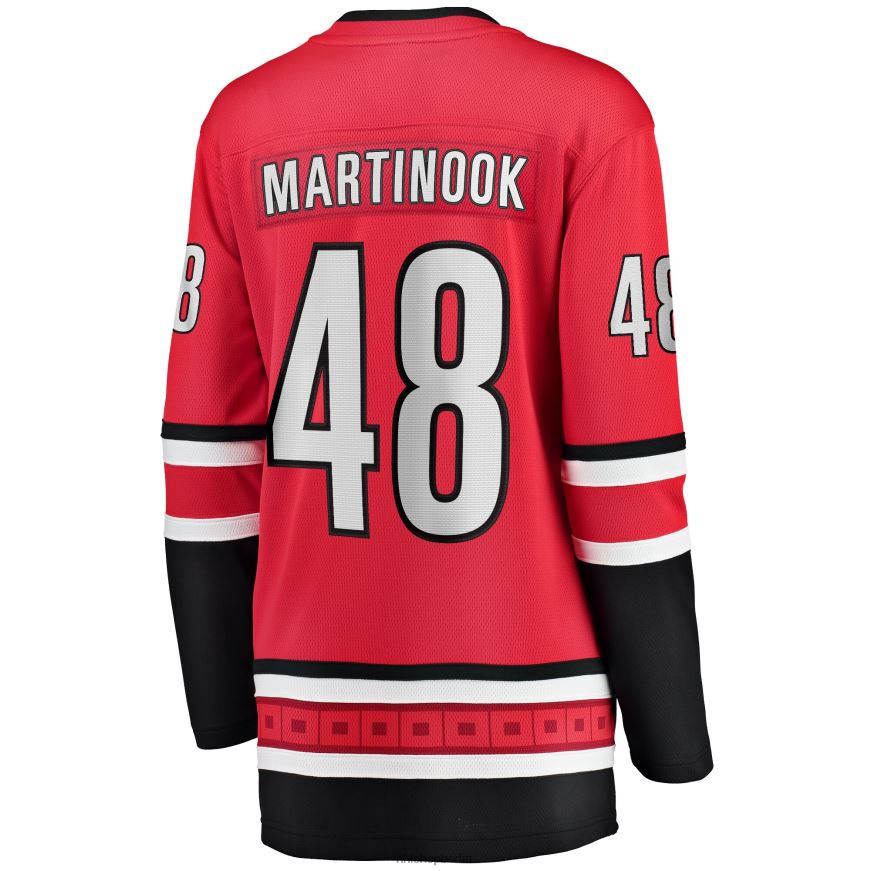 Frauen NHL Carolina Hurricanes Jordan Martinook Fanatics-gebrandetes rotes Home-Breakaway-Spielertrikot Kleidung BF680T2171