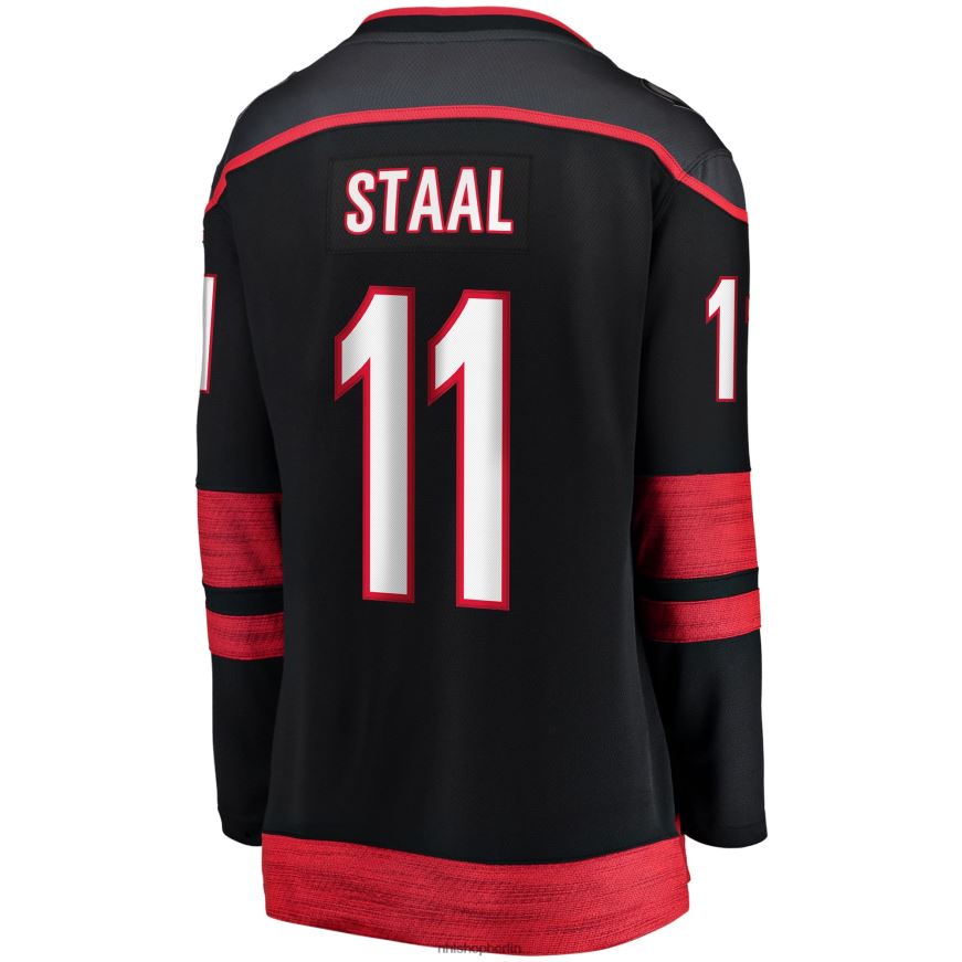 Frauen NHL Carolina Hurricanes Jordan Staal Fanatics gebrandetes schwarzes Home-Captain-Patch-Trikot für abtrünnige Spieler Kleidung BF680T438