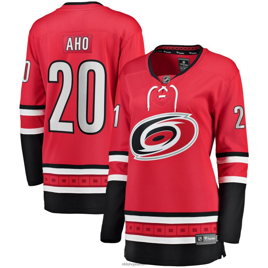 Frauen NHL Carolina Hurricanes Sebastian Aho Fanatics-gebrandetes rotes Heim-Ausreißer-Spielertrikot Kleidung BF680T1492