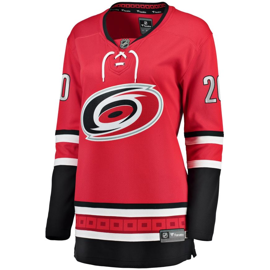 Frauen NHL Carolina Hurricanes Sebastian Aho Fanatics-gebrandetes rotes Heim-Ausreißer-Spielertrikot Kleidung BF680T1492