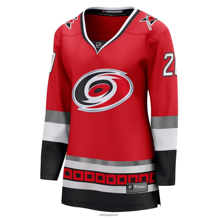 Frauen NHL Carolina Hurricanes Sebastian Aho Fanatics gebrandetes rotes Premier Breakaway-Spielertrikot zum 25-jährigen Jubiläum Kleidung BF680T1469