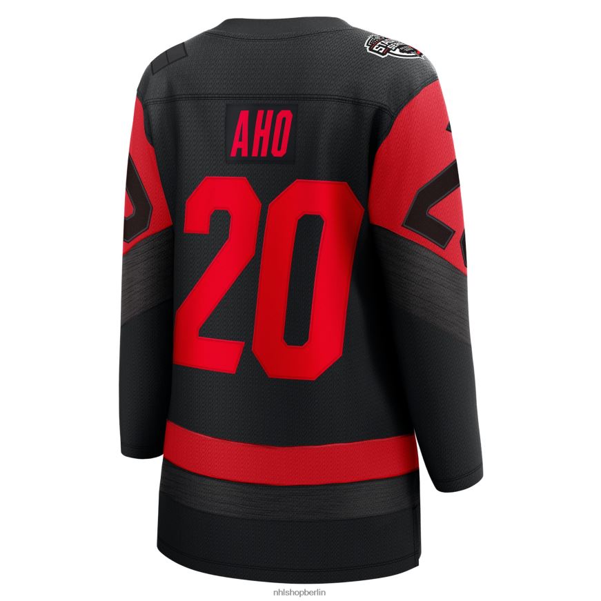 Frauen NHL Carolina Hurricanes Sebastian Aho Fanatics gebrandetes schwarzes 2023 Stadium Series Breakaway-Spielertrikot Kleidung BF680T492