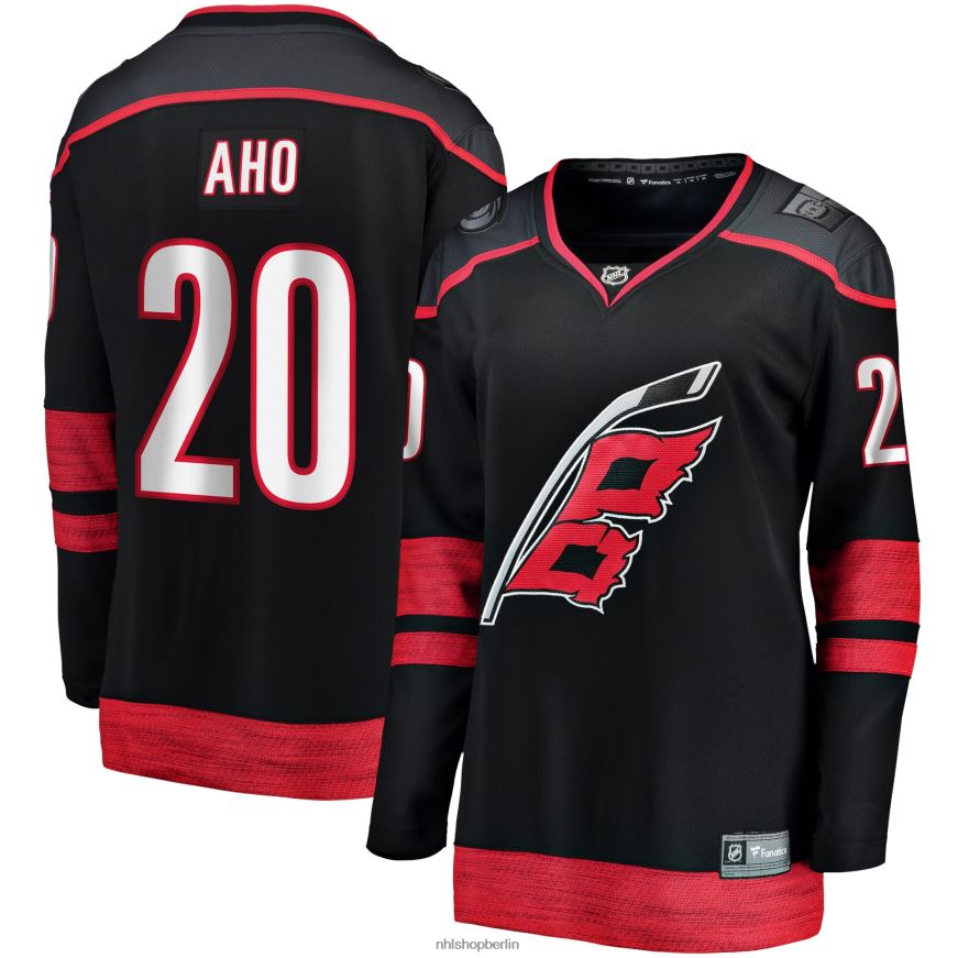 Frauen NHL Carolina Hurricanes Sebastian Aho Fanatics gebrandetes schwarzes alternatives Premier Breakaway-Trikot Kleidung BF680T149