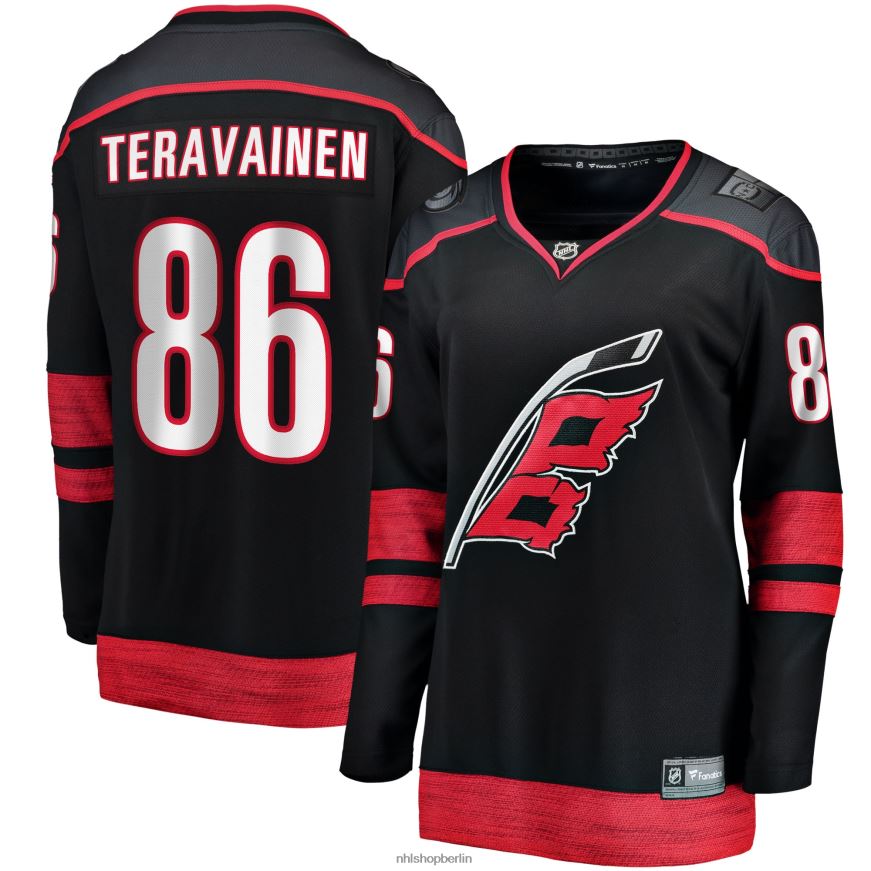 Frauen NHL Carolina Hurricanes Teuvo Teravainen Fanatics-gebrandetes schwarzes Heim-Ausreißer-Spielertrikot Kleidung BF680T1145