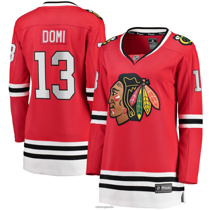 Frauen NHL Chicago Blackhawks Max Domi Fanatics-gebrandetes rotes Home-Breakaway-Spielertrikot Kleidung BF680T1507