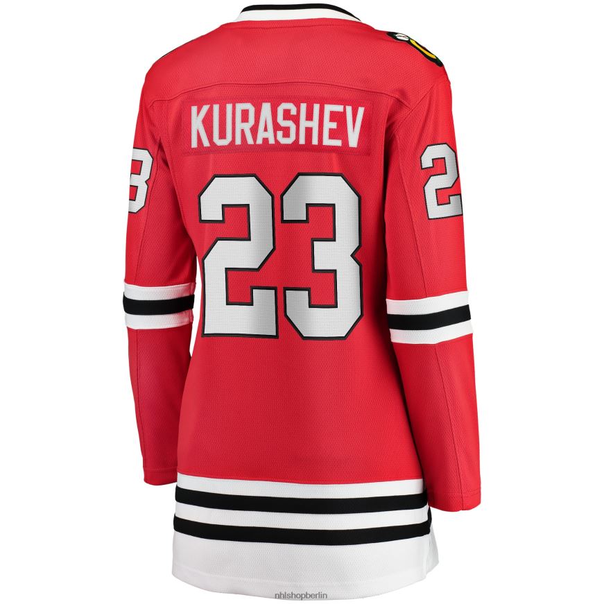 Frauen NHL Chicago Blackhawks Philipp Kurashev Fanatics-gebrandetes rotes Home-Breakaway-Spielertrikot Kleidung BF680T2162