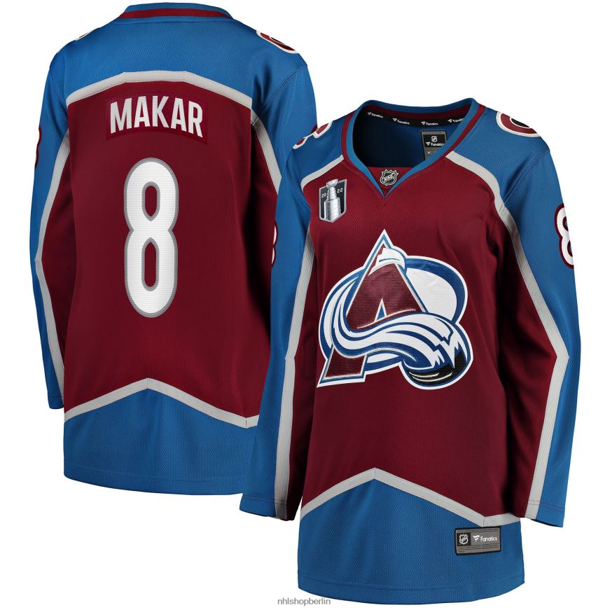 Frauen NHL Colorado Avalanche Cale Makar Fanatics-Heimtrikot mit bordeauxrotem Stanley-Cup-Finale 2022 und Breakaway-Spieler-Trikot Kleidung BF680T82