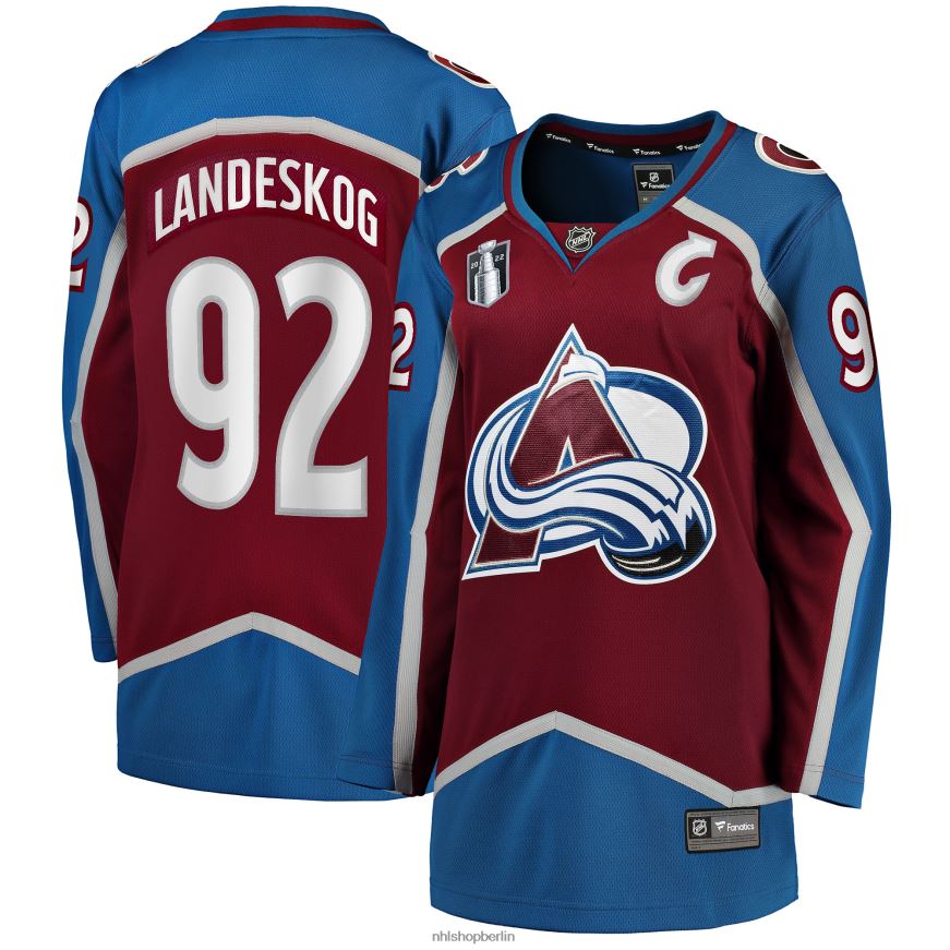 Frauen NHL Colorado Avalanche Gabriel Landeskog Fanatics-Heimtrikot mit bordeauxrotem Stanley-Cup-Finale-Heimtrikot 2022 Kleidung BF680T344