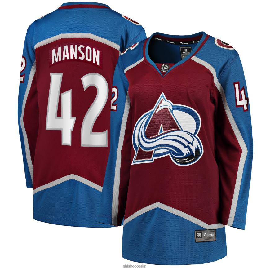 Frauen NHL Colorado Avalanche Josh Manson Fanatics-Heimtrikot mit Fanatics-Logo in Burgunderrot Kleidung BF680T1689