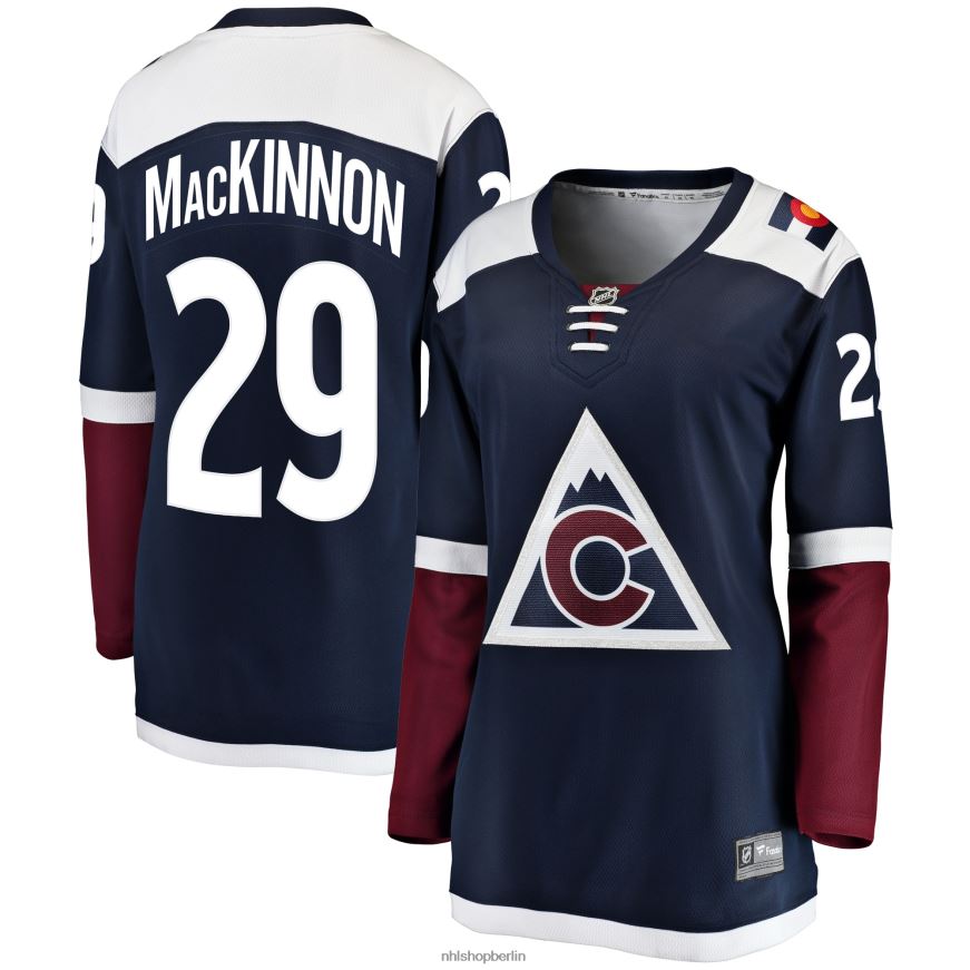 Frauen NHL Colorado Avalanche Nathan Mackinnon Fanatics-gebrandetes marineblaues alternatives Breakaway-Spielertrikot Kleidung BF680T3