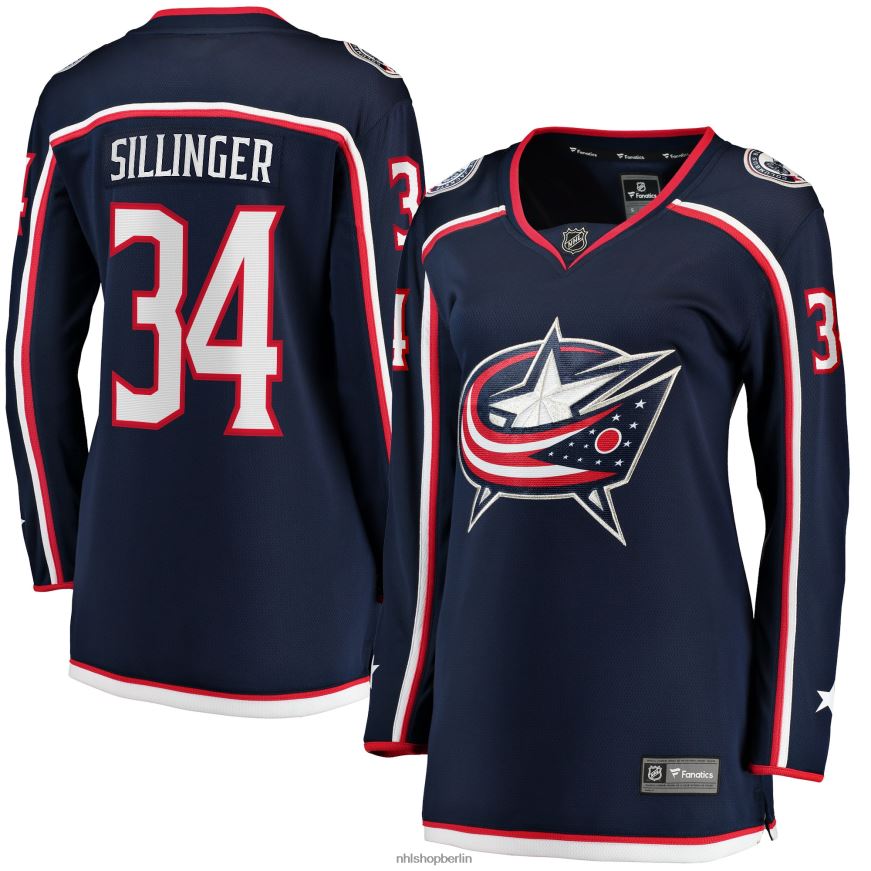 Frauen NHL Columbia Blue Jacken Cole Sillinger Fanatics-Heimtrikot mit Fanatics-Logo in Marineblau Kleidung BF680T2206