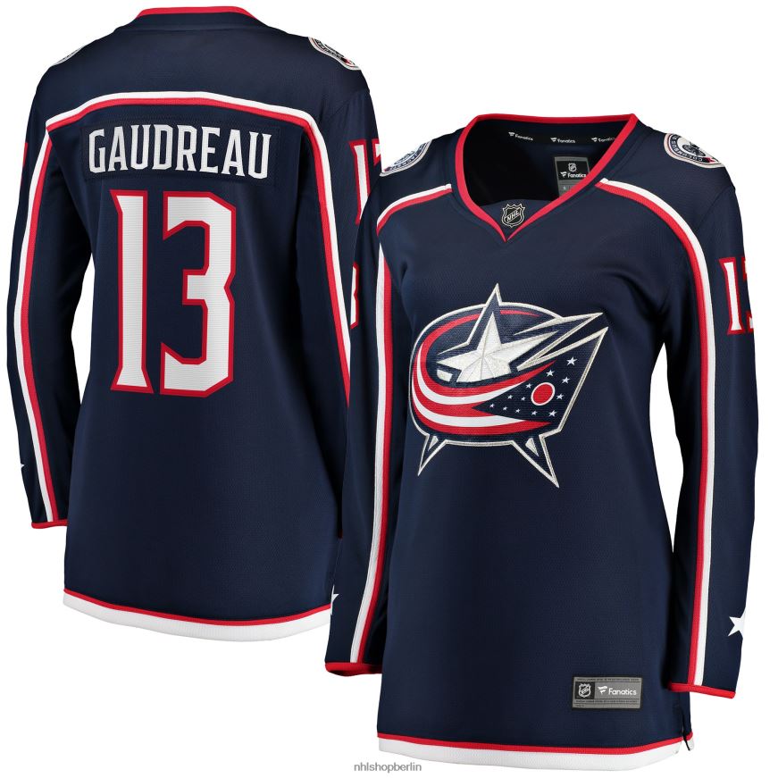 Frauen NHL Columbia Blue Jacken Johnny Gaudreau Fanatics Branded Navy 2022 Breakaway-Spielertrikot Kleidung BF680T1170