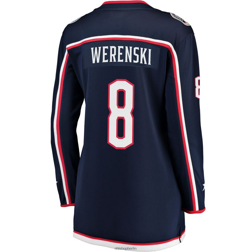 Frauen NHL Columbia Blue Jacken marineblaues Breakaway-Trikot mit Fanatiker-Logo von Zach Werenski Kleidung BF680T2409