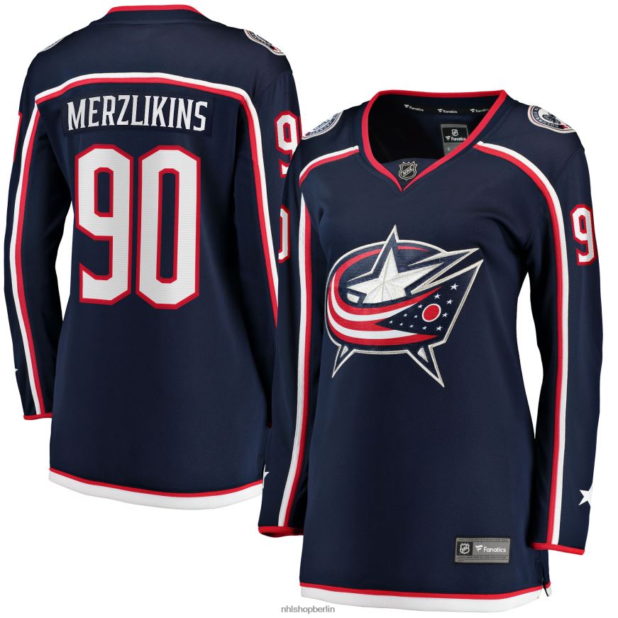 Frauen NHL Columbia Blue Jackets Elvis Merzlikins Fanatics Branded Navy Breakaway-Heimtrikot Kleidung BF680T1553