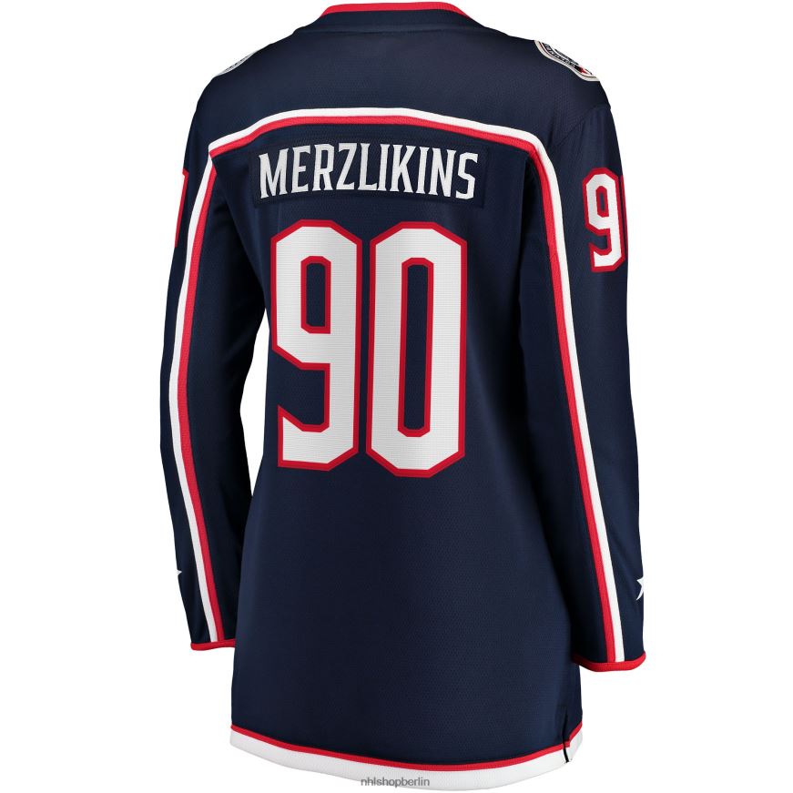 Frauen NHL Columbia Blue Jackets Elvis Merzlikins Fanatics Branded Navy Breakaway-Heimtrikot Kleidung BF680T1553