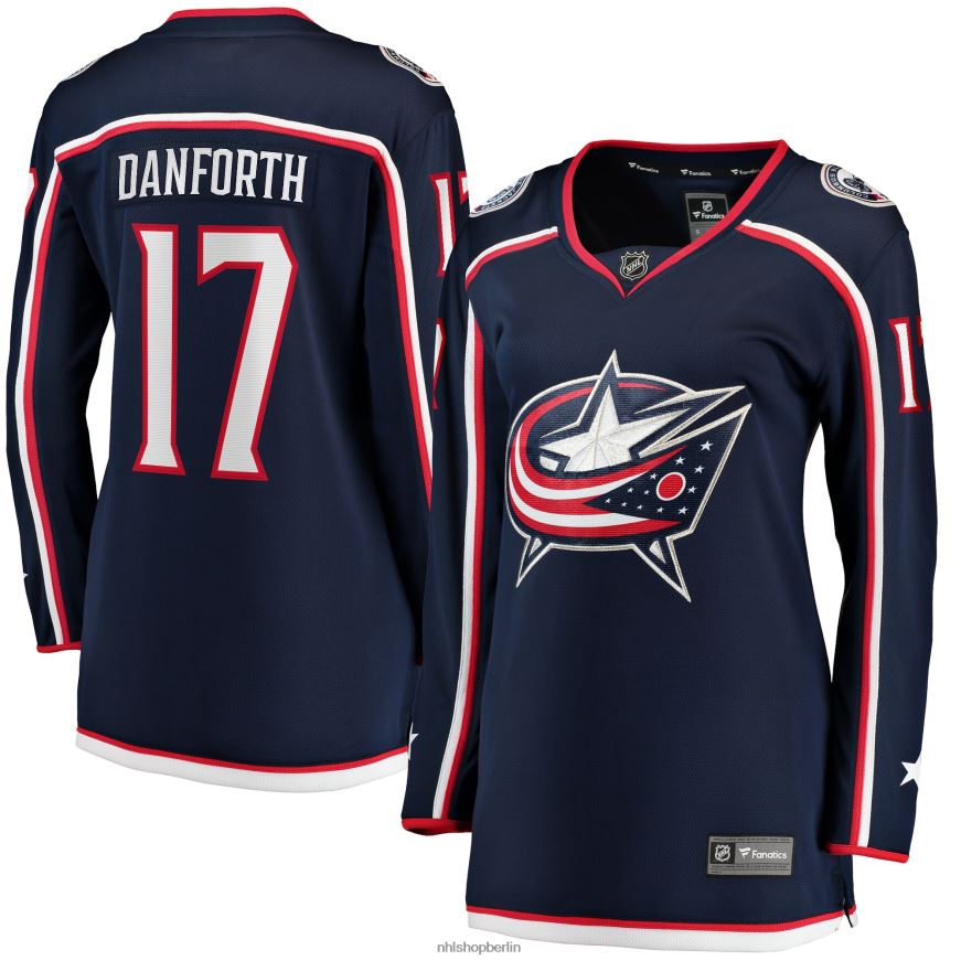 Frauen NHL Columbia Blue Jackets Justin Danforth Fanatics-Heimtrikot für Abtrünnige in Marineblau Kleidung BF680T2187