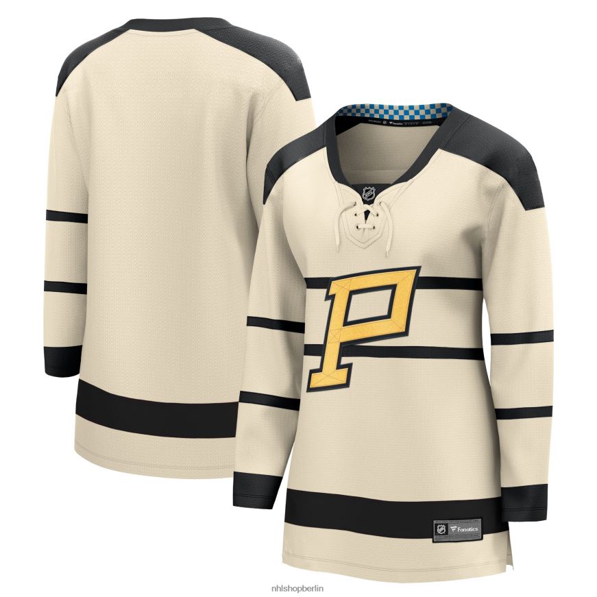 Frauen NHL Cremefarbenes 2023 Winter-Klassiker-Rohling-Trikot der Pittsburgh Penguins mit Fanatics-Logo Kleidung BF680T497